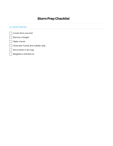 Storm Prep Checklist — Emergencies checklist template