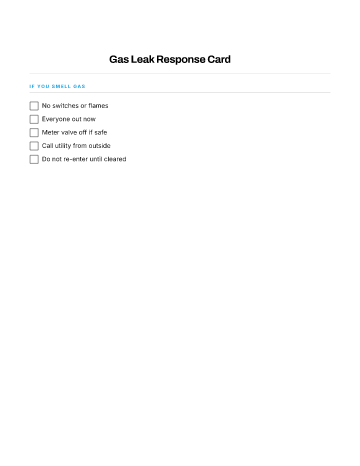 Gas Leak Response Card — Emergencies template