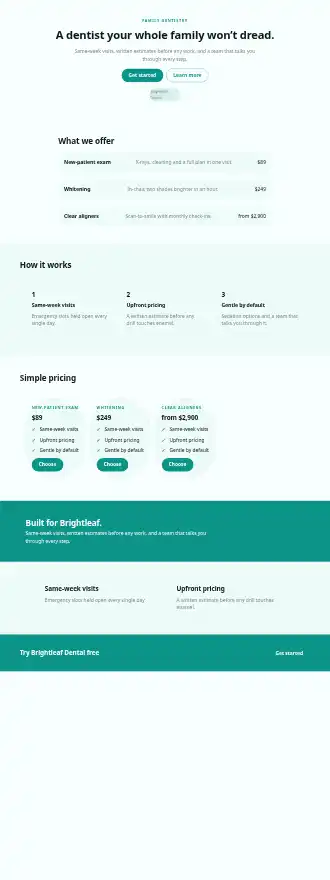 Brightleaf Dental — Homepages template