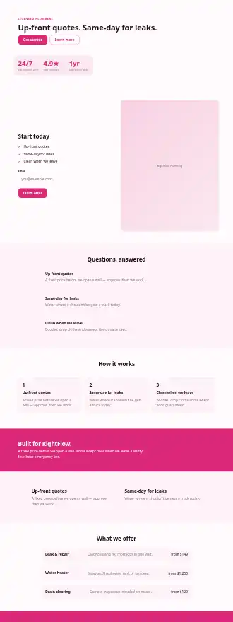 RightFlow Plumbing — Homepages html5 homepage template