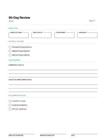 90-Day Review — Performance template