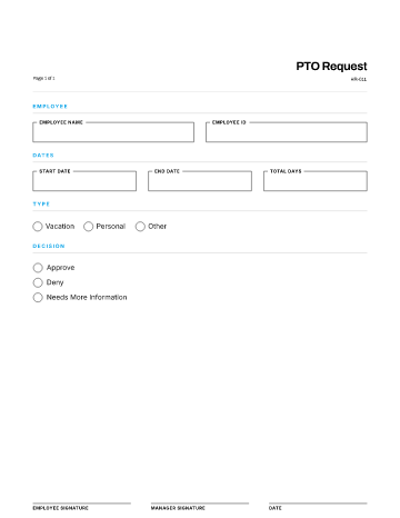 PTO Request — Leave & Time Off template