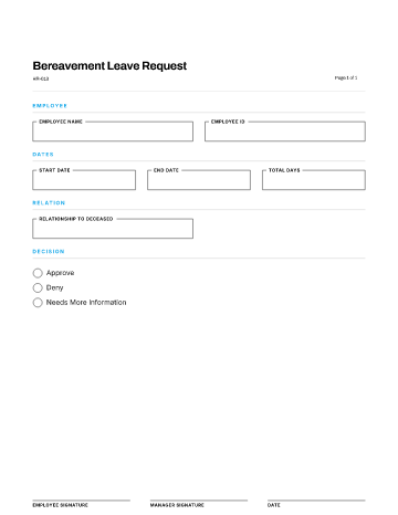Bereavement Leave Request — Leave & Time Off template