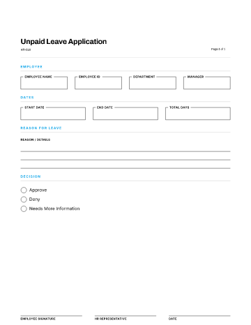Unpaid Leave Application — Leave & Time Off template