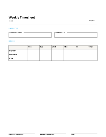 Weekly Timesheet — Time & Scheduling template