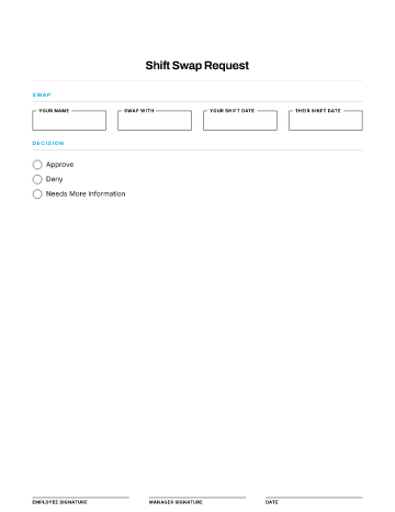 Shift Swap Request — Time & Scheduling form template