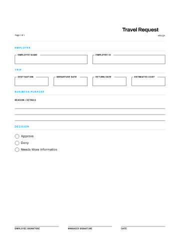 Travel Request — Pay & Expenses form template