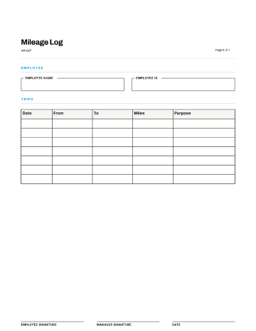 Mileage Log — Pay & Expenses template
