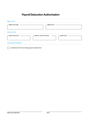 Payroll Deduction Authorization — Pay & Expenses template