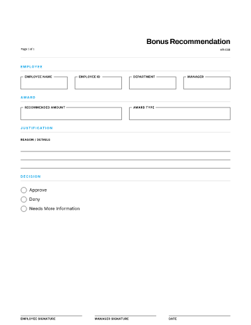 Bonus Recommendation — Pay & Expenses template