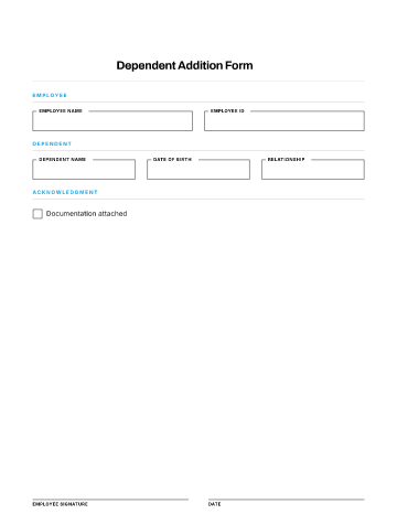 Dependent Addition Form — Benefits & Wellness form template