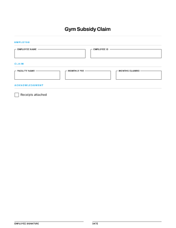 Gym Subsidy Claim — Benefits & Wellness template