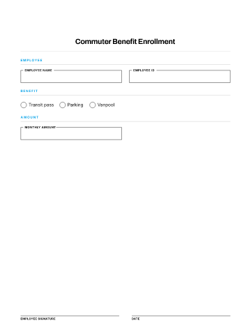 Commuter Benefit Enrollment — Benefits & Wellness template