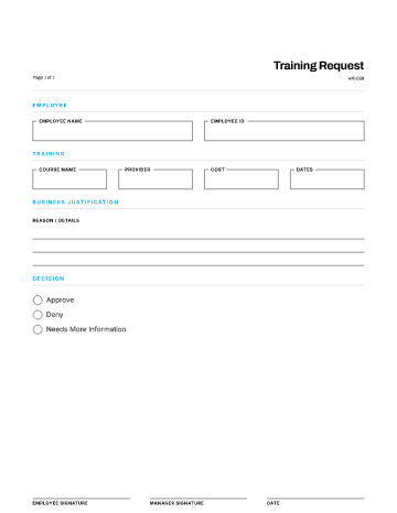 Training Request — Learning & Development template