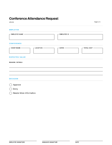 Conference Attendance Request — Learning & Development template