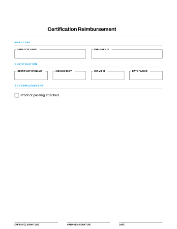 Certification Reimbursement — Learning & Development template
