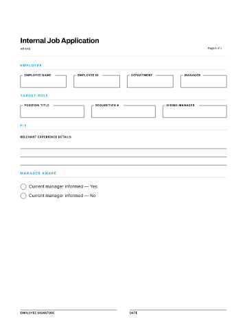 Internal Job Application — Hiring & Referrals template
