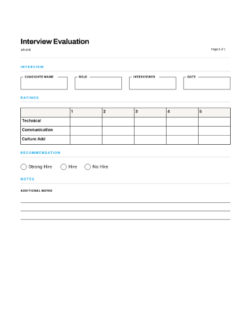Interview Evaluation — Hiring & Referrals template