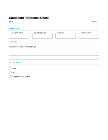 Candidate Reference Check — Hiring & Referrals template