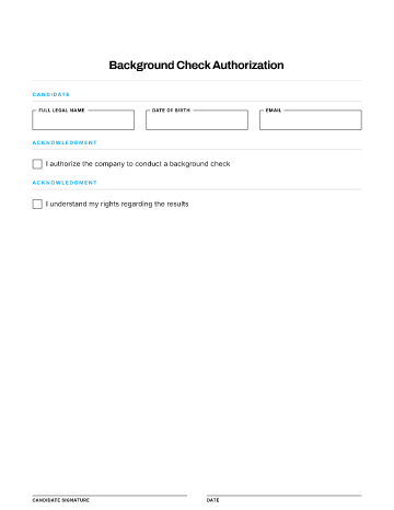 Background Check Authorization — Hiring & Referrals template