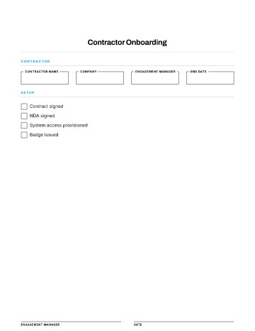 Contractor Onboarding — Hiring & Referrals form template