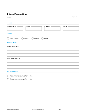 Intern Evaluation — Hiring & Referrals template