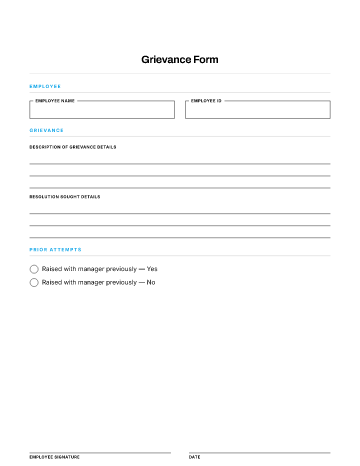 Grievance Form — Conduct & Compliance template