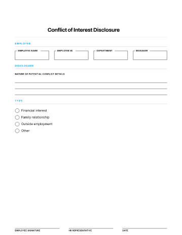 Conflict of Interest Disclosure — Conduct & Compliance template