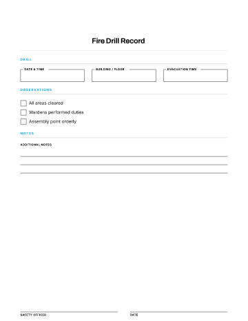 Fire Drill Record — Health & Safety template