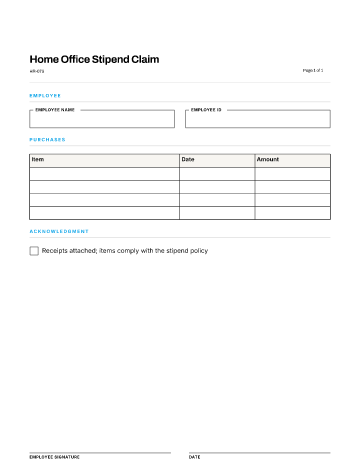 Home Office Stipend Claim — Remote & Equipment template