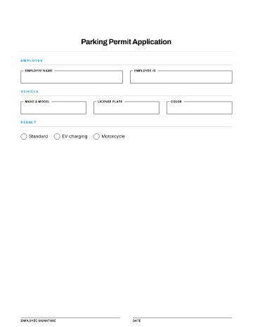 Parking Permit Application — Remote & Equipment form template