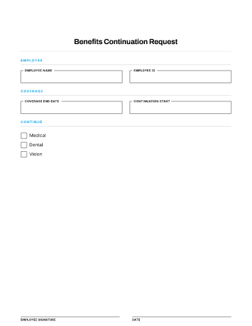 Benefits Continuation Request — Offboarding form template