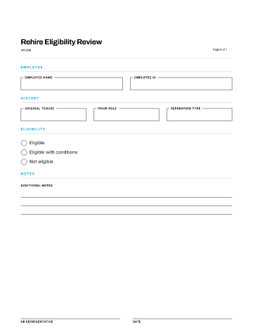 Rehire Eligibility Review — Offboarding template