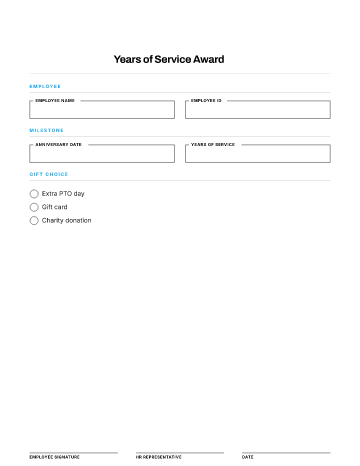 Years of Service Award — Recognition template