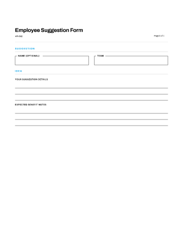 Employee Suggestion Form — Recognition template