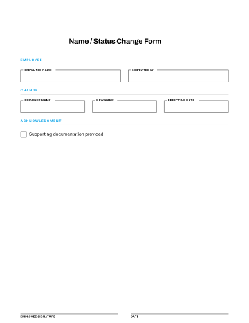 Name / Status Change Form — Work Arrangements template
