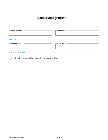 Locker Assignment — Work Arrangements template