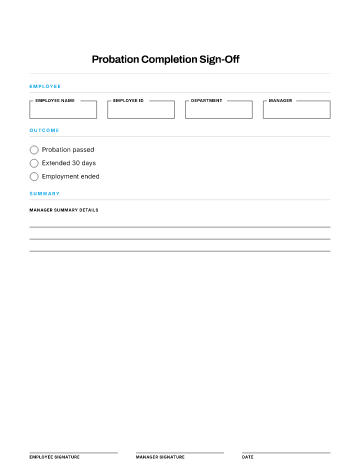 Probation Completion Sign-Off — Work Arrangements template