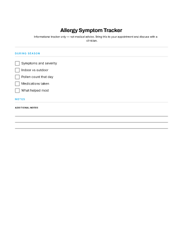 Allergy Symptom Tracker — Symptom Logs template