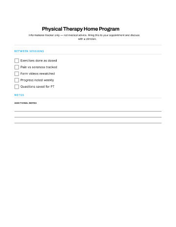 Physical Therapy Home Program — Recovery & Aftercare template