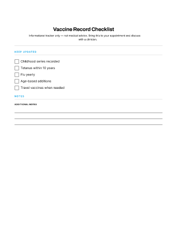 Vaccine Record Checklist — Preventive template
