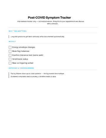 Post-COVID Symptom Tracker — Symptom Logs checklist template