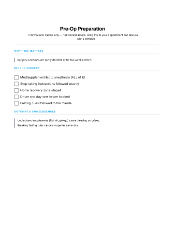 Pre-Op Preparation — Recovery & Aftercare template