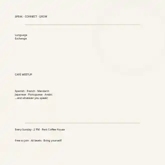 Language Exchange Cafe — Office & Community Socials invite-events template