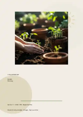 Community Garden Workday — Office & Community Socials invite-events template