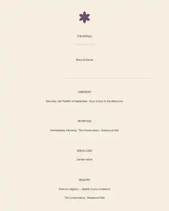 Art Nouveau Wedding — Details Card — Parties & Celebrations invite-events template