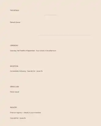Boho Terracotta Wedding — Details Card — Parties & Celebrations invite-events template