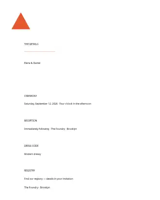 Geometric Modern Wedding — Details Card — Parties & Celebrations invite-events template