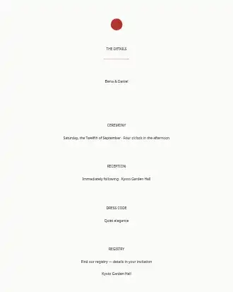 Japanese Minimal Wedding — Details Card — Parties & Celebrations invite-events template