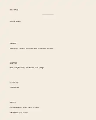 Mid-Century Modern Wedding — Details Card — Parties & Celebrations invite-events template